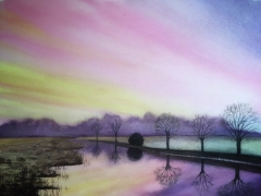 An Easter sunset on Friars Meadow, Sudbury, Suffolk.
